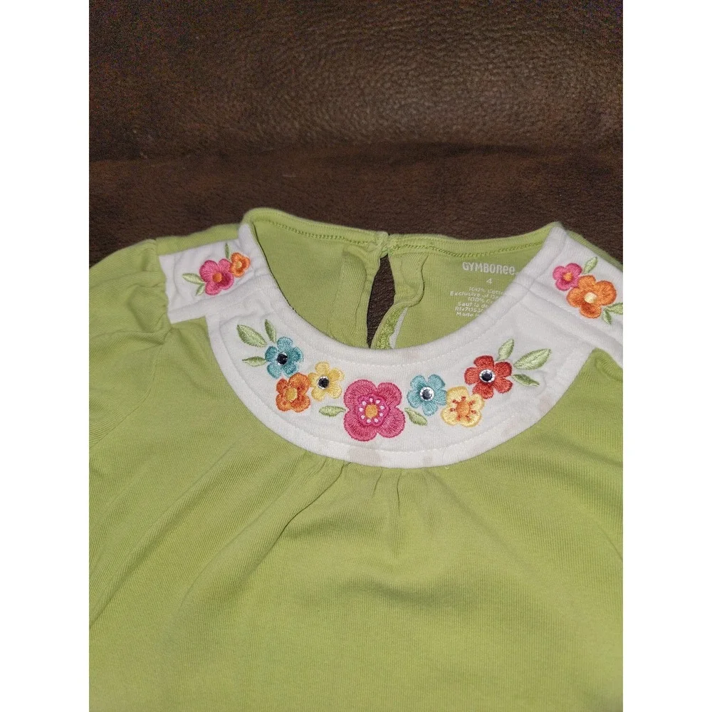 Gymboree‎ woodland friends green floral top size 4